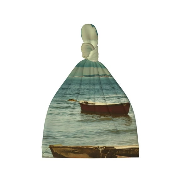 Cauagu Serene Coastal Blue Sky Print Baby Knot Beanie Hats Newborn Hats Soft Headwear for 0-6 Months Infant Baby Girls Boys Caps