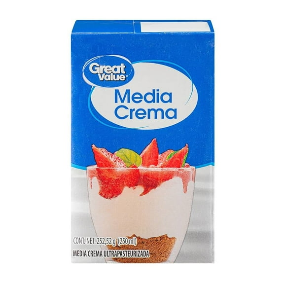 Media crema Great Value ultrapasteurizada 250 ml