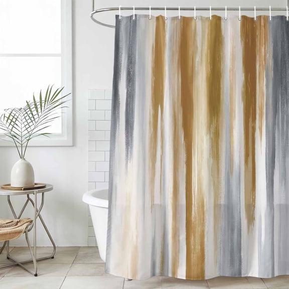 Brown Gray Waterproof Fabric Shower Curtain,Vintage Abstract White Ombre Texture Waterproof Fabric Shower Curtain for Bathroom Curtains Bathtubs Hotel Shower Curtains with 12 Hooks Stall 48x72in