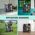 thumbnail image 6 of Golf Clubs Sets Golf Bag Organizer for Garage, Premium Wooden Golf Clubs Storage Rack Fit 2 Golf Bags, Golf Trunk Organizer for Car Garage Club Shed Basement,Brown,Men's Golf Clubs Sets, 6 of 12