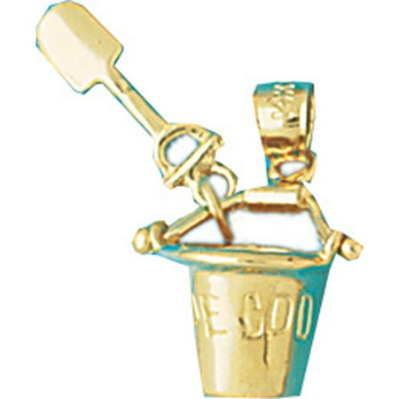 14K Yellow Gold Cape Cod Pail And Shovel Pendant - 22 mm