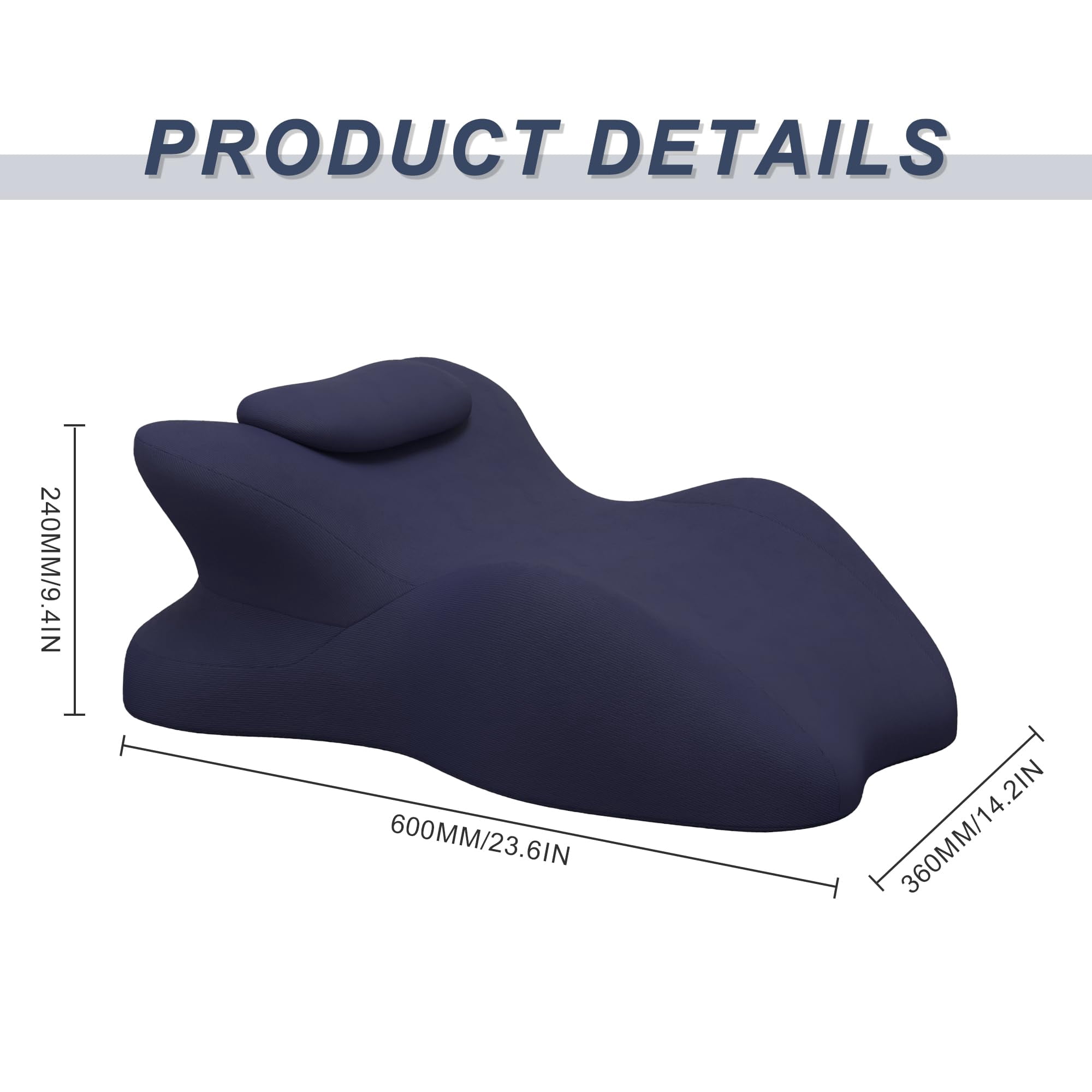 Memory Foam Wedge Pillow  Prone For Sleeping Reading Bed Support & Sitting Up Ideal Massage With Removable Cover
