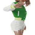 thumbnail image 4 of CenturyX Women Long Sleeve Cropped Baseball Jacket Color Block Button Down Front Open Fashion Bomber Jacket Coat Purple M, 4 of 7