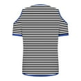 thumbnail image 6 of ZQGJB Womens Casual Striped Print T-Shirts Trendy V Neck Summer Off the Shoulder Tunic Blouse Loose Lightweight Comfy Pullover Tops Black S, 6 of 6