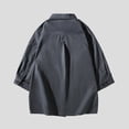 thumbnail image 3 of Mens Short Sleeve Shirts, Fall Coats for Men Casual Vintage Solid Color Lapel Button Down T-Shirts with Pockets Big & Tall M-4XL, 3 of 4