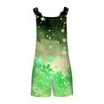 thumbnail image 6 of Loose Summer Romper Womens Shorts with Daisy Flowers Print Sleeveless Knotted Straps Short Jumpsuit with Pockets (L, Green 05), 6 of 6