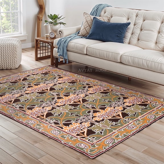 AVYAY RUGS Esplander Traditional Tufted Multicolor Floral Arts & Crafts Pattern Area Rugs, 2’6” x 9’0”, Premium Wool