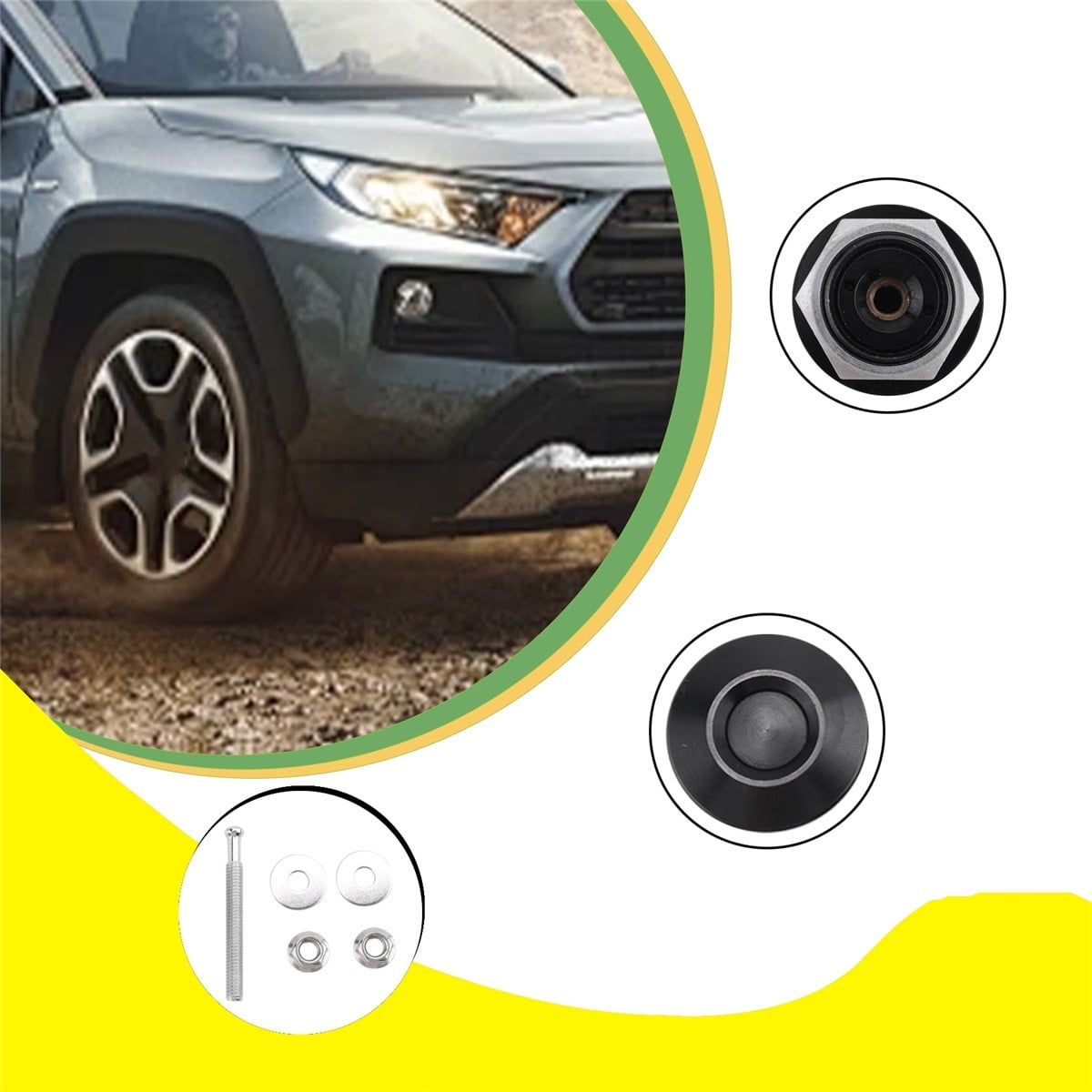 2 PCS Push Button Quick Release Hood Bonnet Pins Lock Clip Car Bumper Latch Kit