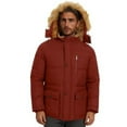 thumbnail image 2 of Men's Heavyweight Lambswool Lined Jacket, Zippered Pocket Hooded Thick Windproof Winter Coat Red L, 2 of 5