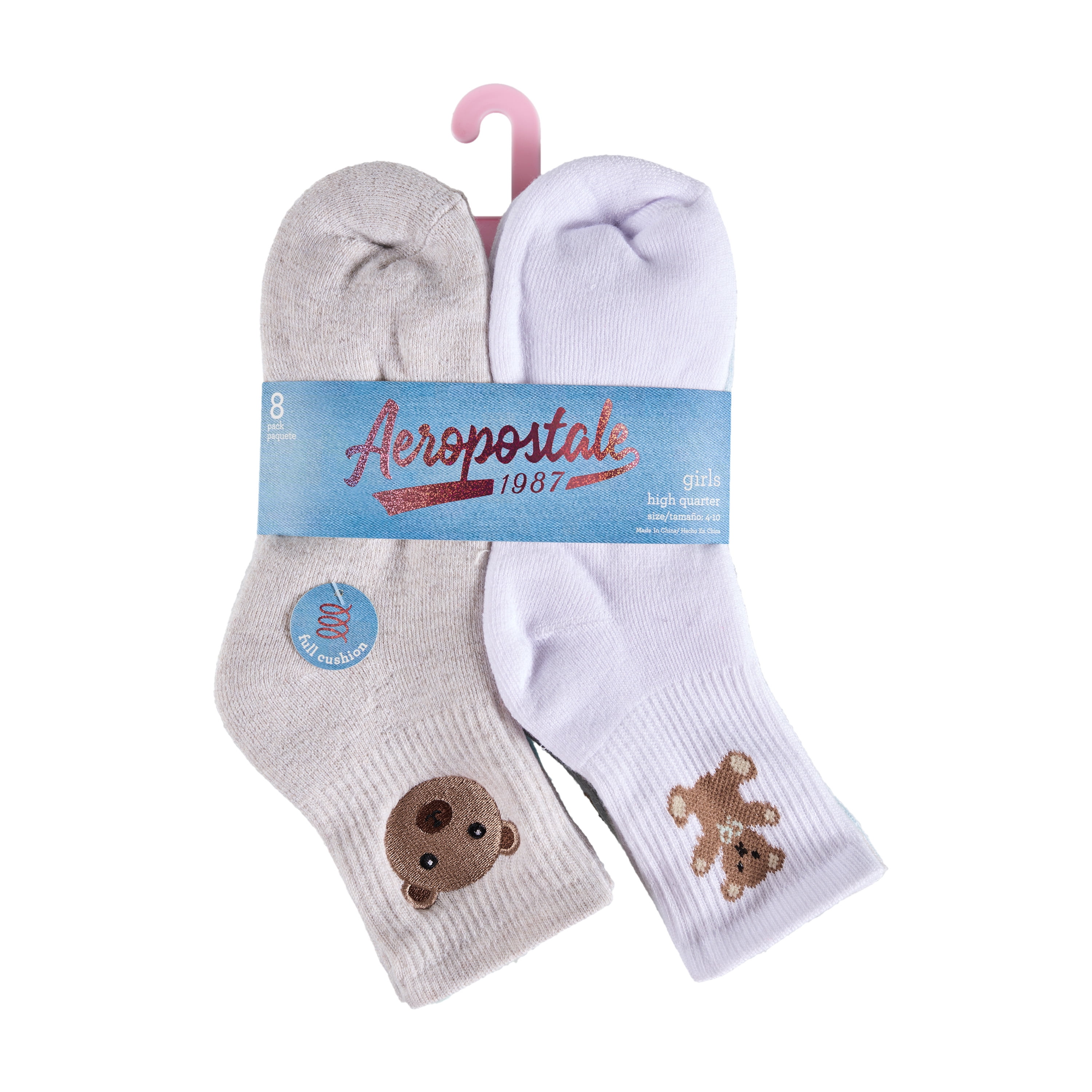 Aeropostale Girls Full Cushion High Quarter Kids Socks (8-pack) – Bear Lettuce