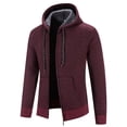 thumbnail image 4 of DHFJKG Mens Zip Up Hoodies Knitwear With Fuzzy Lining Casual Loose Fit Long Sleeve Hooded Drawstring Sweater Cardigan With Pockets Cozy Outerwear, 4 of 5