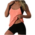 thumbnail image 3 of Swim Suits for Women 2025 Swimwear with Shorts Summer Beach Sports Hawaii Bathing Suits Racerback Pleated Padded Tank Tops with Boyshorts Gold Swimsuit Sets,Size S-2XL, 3 of 7