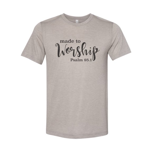 "Made To Worship Shirt, Christian Tees, Christian Apparel, Religious Clothing, Jesus Shirt, Christian Shirts, Sublimation, Worship Shirt, Heather Stone, LARGE"