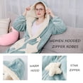 thumbnail image 2 of Bata para mujer, albornoces con cremallera, bata con capucha para mujer, ropa de dormir cálida de forro polar de felpa, camisón largo de pijama, 2 of 5