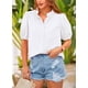 thumbnail image 5 of Camisa PRETTYGARDEN de Algodón Blanca con Botones y Cuello en V Talla M, 5 of 8