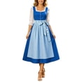 thumbnail image 2 of BRGZLK Women's German Dirndl Dress Trendy Novel Oktoberfest Costume Square Neck Lace Trim Bavarian Beer Carnival Halloween Outfit Blue S, 2 of 6