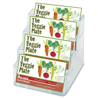 4-Pocket Business Card Holder, Holds 200 Cards, 3.94 x 3.5 x 3.75, Plastic, Clear