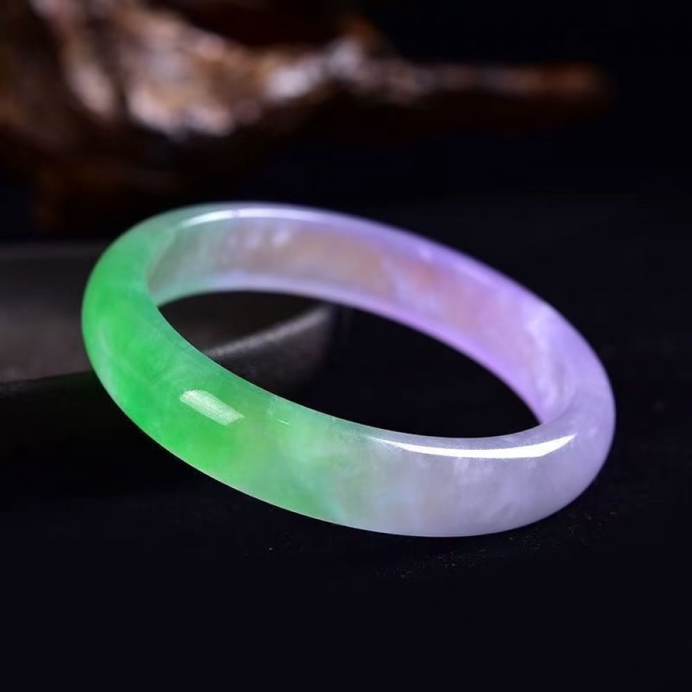 Green and Purple Jade Bangle Bracelet for Women,Gift for Mom and Colleagues