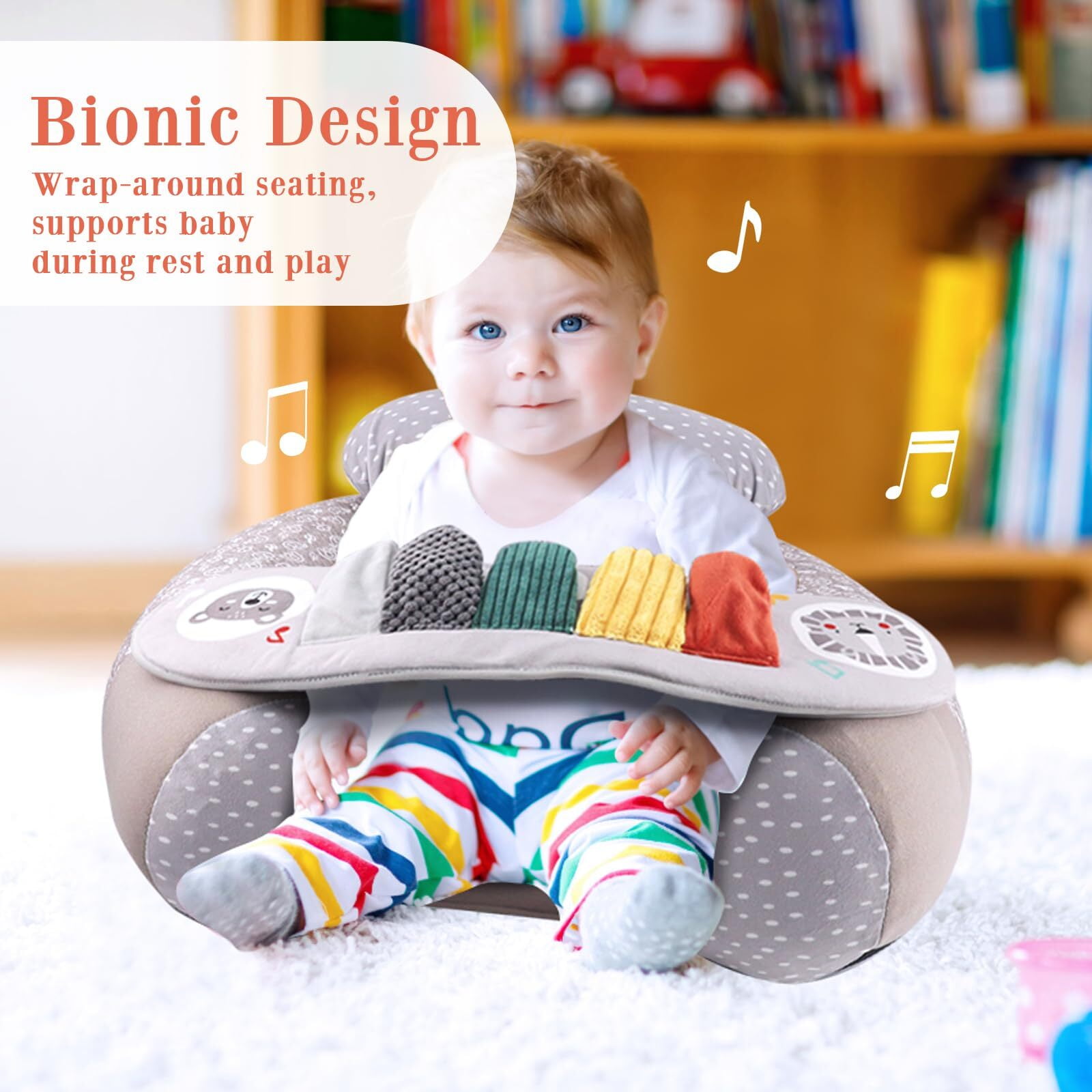 RoamReady Infant Inflatable Baby Chair with Non-Toxic PVC Cover and Sensory Tray, 3-36 Months