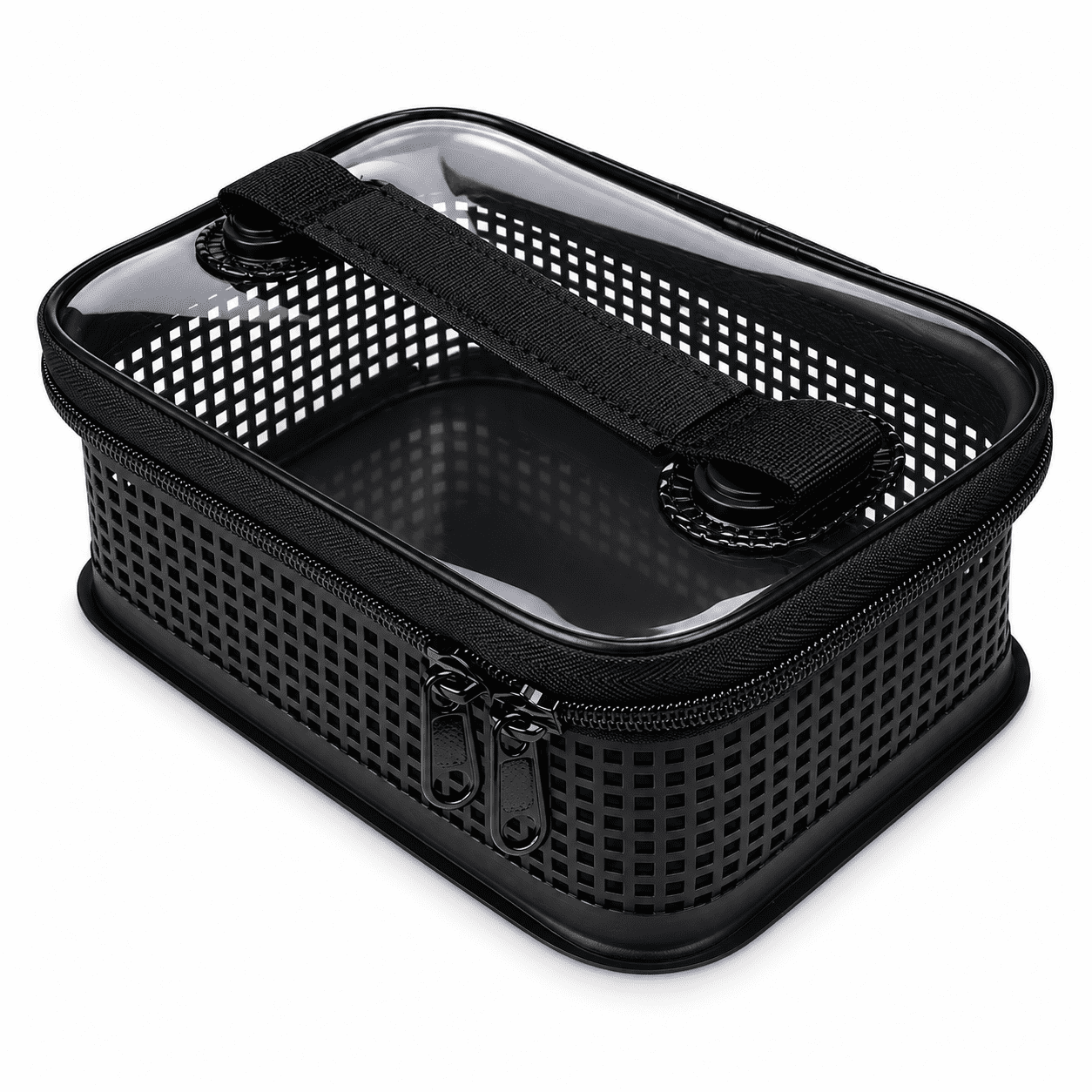 Rinse Box Rinse Drain and Store Fishing Lures for Saltwater Tackle Breathable Mesh Jig Bag Clear Lid Carry Handle Metal Jig Organizer Hard Bait Case Offshore Gear Squid Lure Holder