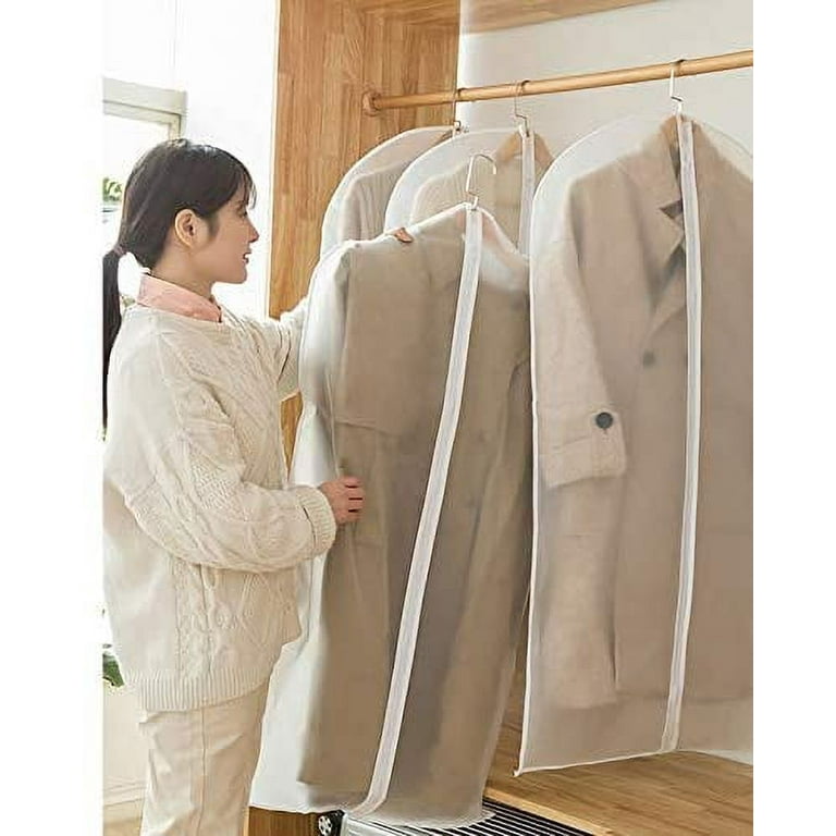 [Newest] Garment Bags for Hanging Cloths, 6.5 Gussetes 40 Moth Proof  Cover Suits Bag with Zipper for Closet Storage Travel, Clear Storage Bags