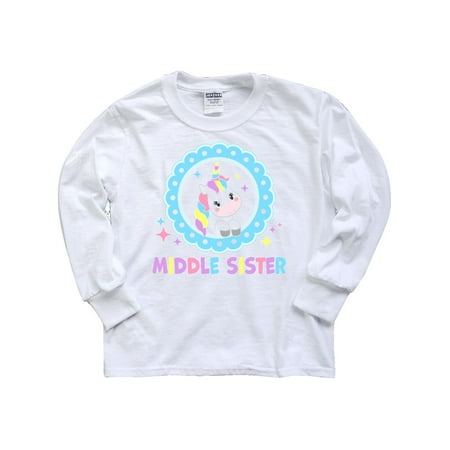 Middle Sister cute unicorn Youth Long Sleeve