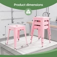 thumbnail image 4 of Stackable Bar Stools Set of 2, Backless 18 Inch Industrial Metal Barstools for Indoor Outdoor Classroom Kitchen Small Gathering (Pink), 4 of 10