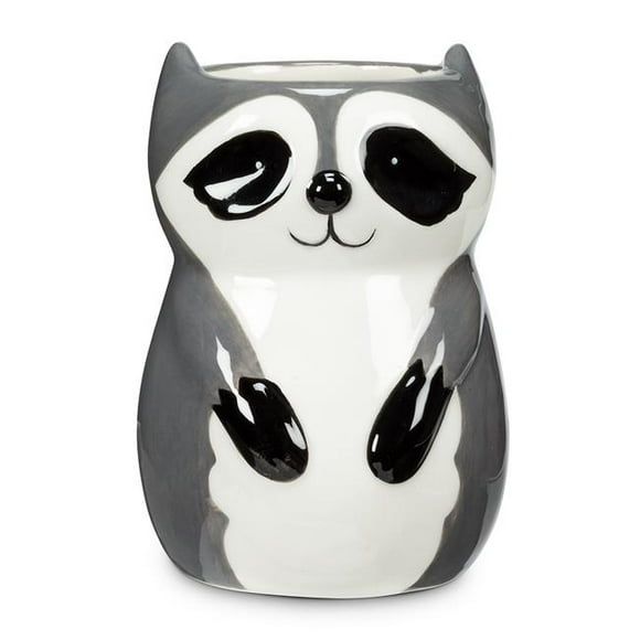 Abbott Collection AB-27-MINIKIN-473 4 in. Sitting Raccoon Planter & Vase, Grey