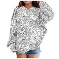 thumbnail image 1 of PMVFHDE Liquidation Chandails en Molleton Col Bénitier pour Filles Chandails à Capuchon pour Filles Imprimé Graphique Lettre Pulls Manches Longues Décontracté Doux Pull Col Rond Automne Chandail en Molleton, Blanc, 13-14 Ans, 1 of 5