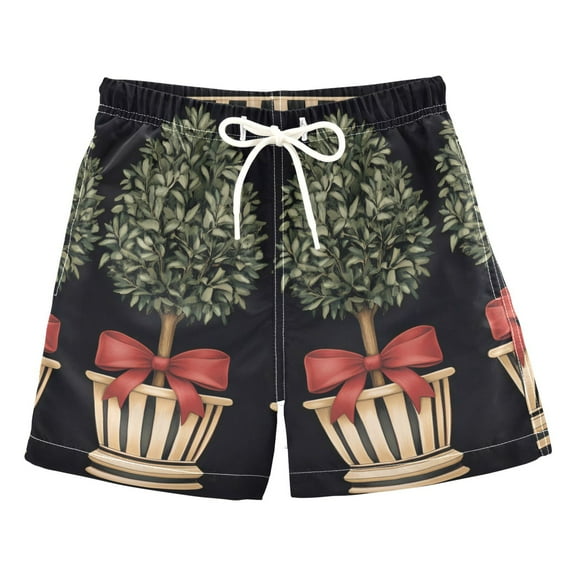 FORMRS Boys Swim Trunks Quick Dry Mesh Liner Boardshorts Sizes XS-XL, Beige Striped Trees