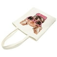 thumbnail image 2 of COMIO Pink Chihuahua Dog Canvas Tote Bag Bow Glasses Star Heart Puppy Casual Shoulder Bag Handbag Eco-Friendly Reusable Grocery Shopping Bags for Women Girls, 2 of 8