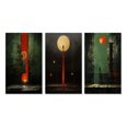 thumbnail image 2 of Designart "Urban Solitude under the Full Moon IV" Modern Geometric Wall Art Set Of 3 - Abstract Geometric Red Gallery Wall Set For Home Decor, 2 of 6