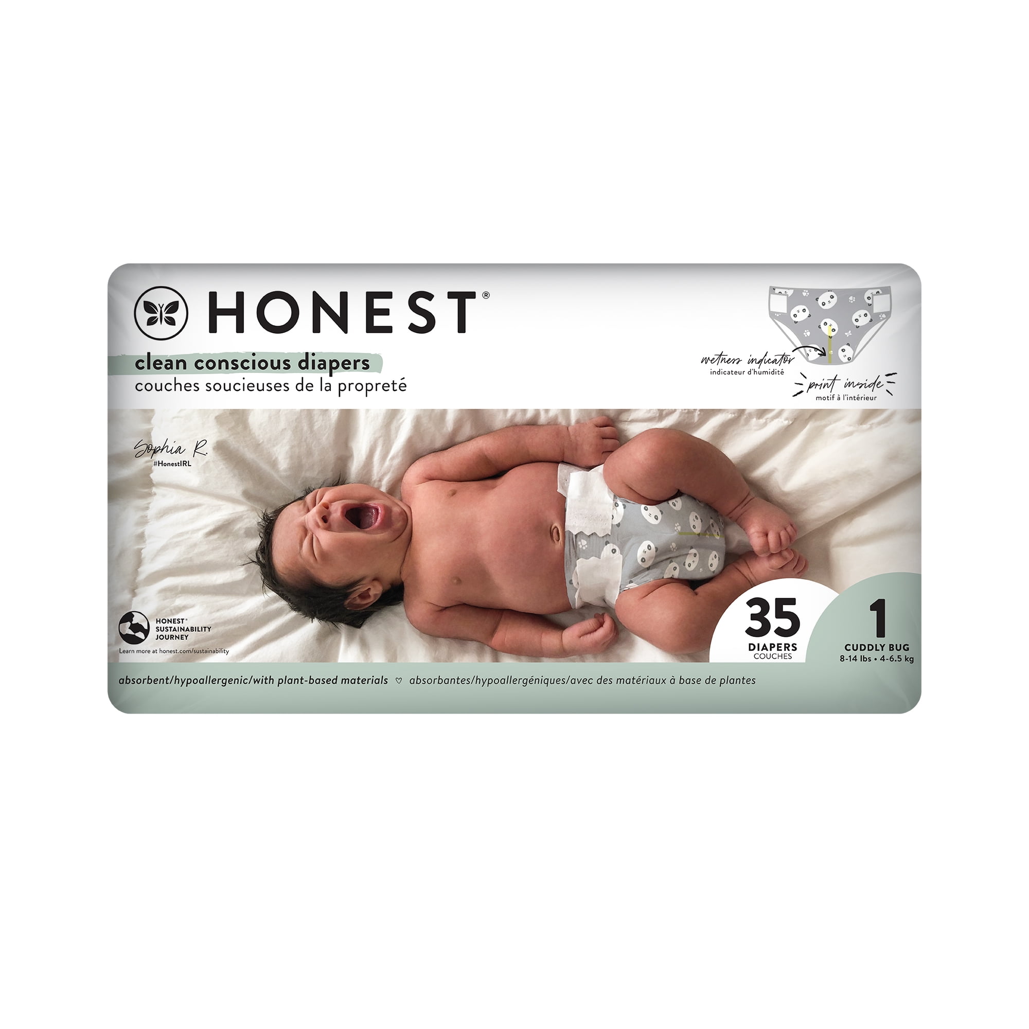 The Honest Company Diapers Pandas Size 1 (8–14 lbs)