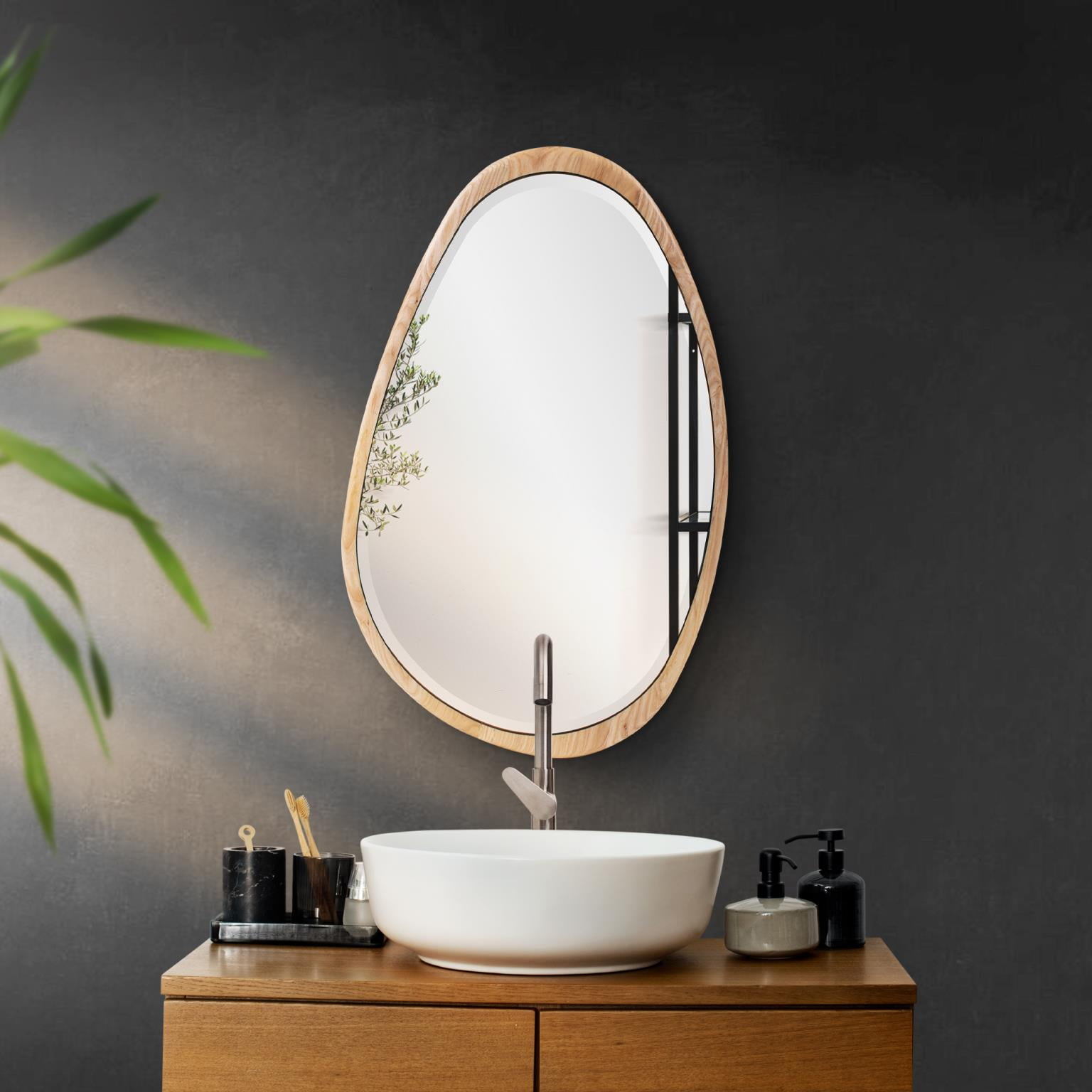 Tyler Dillon Asymmetrical Bleached Oak Wood Framed Wall Mirror