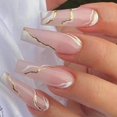 thumbnail image 4 of Uñas postizas a presión Cortas Medianas Stiletto, Uñas postizas para mujer, Diseño de punta negra rosa nude, Uñas acrílicas de cobertura total a presión, Pegamento para uñas reutilizable, 24 unidades, 4 of 5