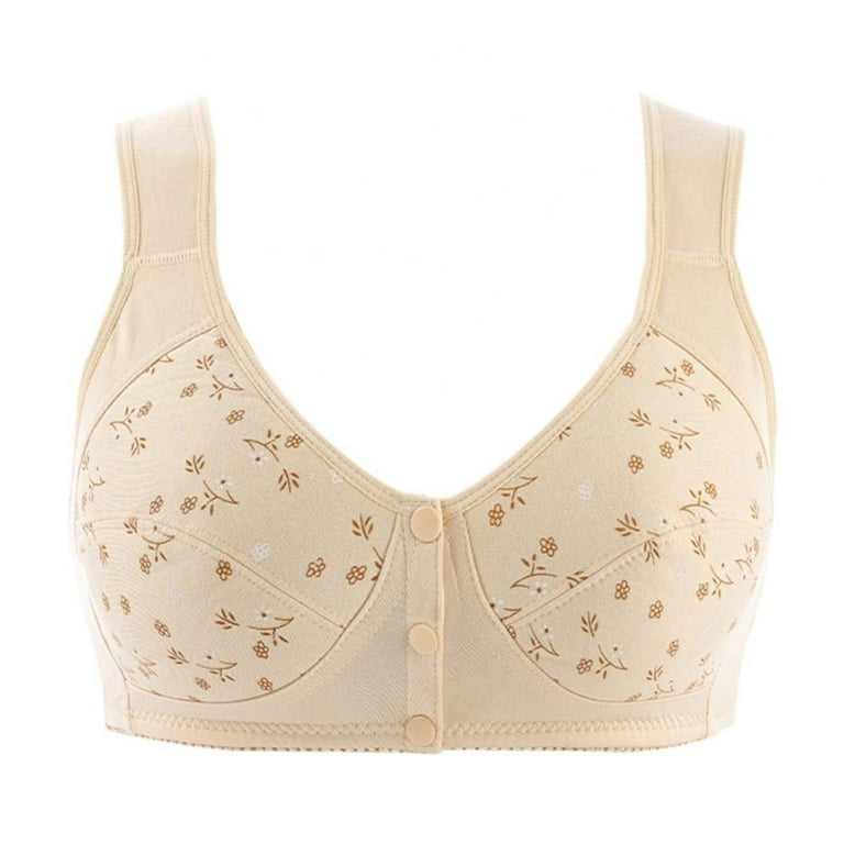 New Skin-Friendly Cotton Front Button Bra Women'S Wireless Underwear  Breathable With Soft Pad