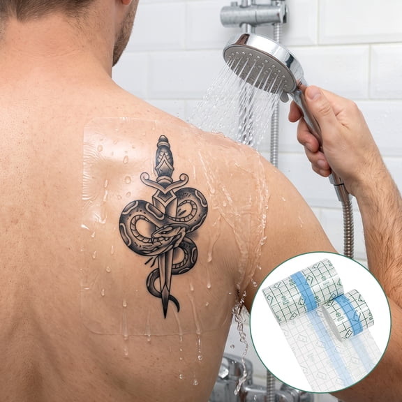 2 Rolls 10.94 Yards Transparent Waterproof Adhesive Bandages Stretch Tattoo Cover Up Tape Waterproof Tattoo Supplies for Swimming Shower,Waterproof Bandage