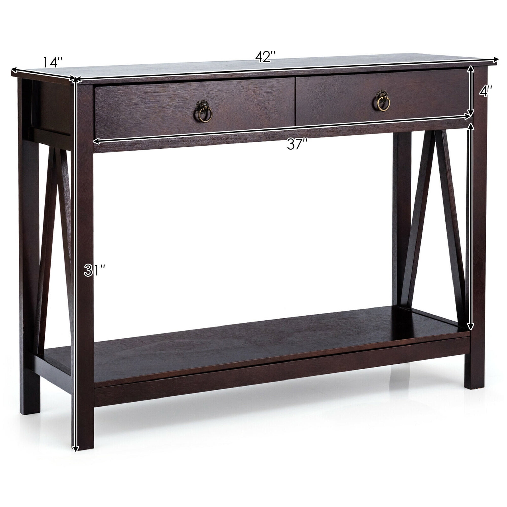 Gymax Console Table Accent Sofa Side Table With Drawer Shelf Entryway Espresso Walmartcom Walmartcom
