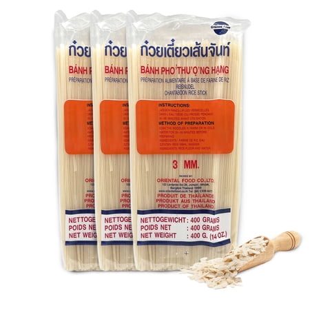Fusion Select 3 Packs 3MM Rice Stick Noodles - Thin & Wide Gluten Free Rice Noodles - Dried Banh Pho Noodles For Soup, Vietnamese Pho, Pad Thai, Pad See Ew Noodles & Stir Fry