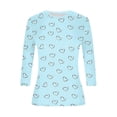 thumbnail image 7 of Womens Slim Fit T-shirts 3/4 Sleeve Crewneck Plus Size Y2k Crop Tops Graphic Base Tee Shirt S-3X Casual Spring (S, Light Blue|Hearts), 7 of 7