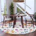thumbnail image 3 of Round Rugs 8Ft, Colorful Spring Floral Round Area Rug Washable Indoor Throw Carpet, Summer Botancial Watercolor Birds Large Non Slip Circle Rug for Kids Room RV Home Decor Aesthetic, 3 of 8