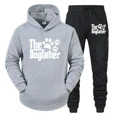 thumbnail image 5 of Sudadera con capucha y pantalón de manga larga con estampado divertido de pata de perro para hombre, conjunto de 2 piezas para amantes de los perros "The Dogfather", 5 of 5