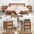 thumbnail image 4 of YOCWO Nightstand for Bedroom Set of 2 , Linen Bedside Table Set of 2 with Drawers, Walnut, 4 of 8