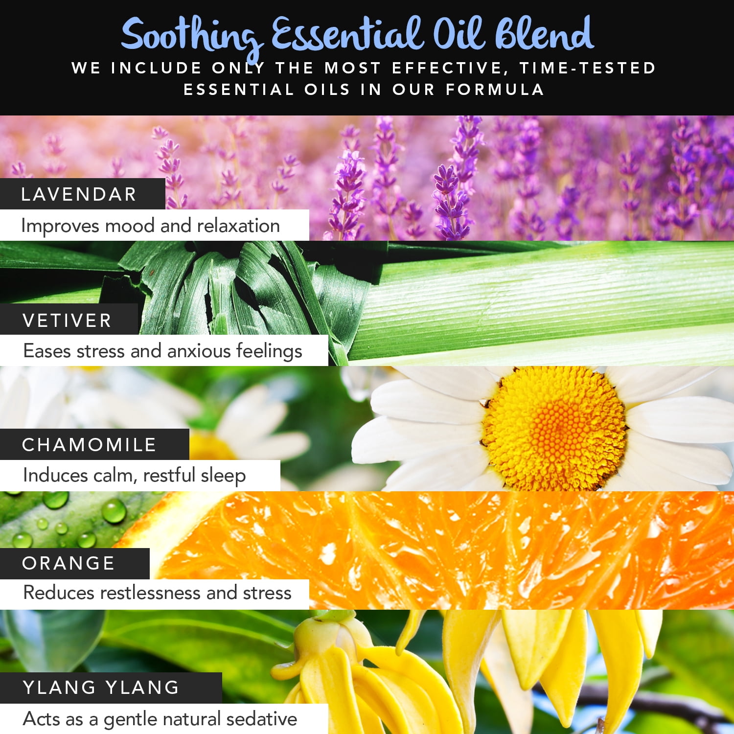Dream Elements Calming Lavender, Orange, Ylang-Ylang, Chamomile and Vetiver Essential Oil Blend Spray, 4oz