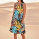 thumbnail image 2 of Vestido de Lino de Algodón de Color Sólido Vestido de Ajuste Suelto sin Mangas con Bolsillos, Ropa de Verano de Lino de Algodón para la Playa Y el Hogar, 2 of 5
