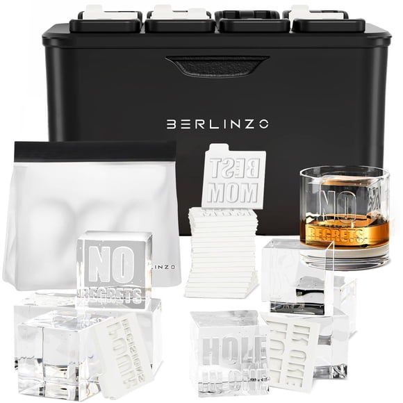 Molde para cubos de hielo BERLINZO de 8 cubos grandes de 5,3 cm, cubos transparentes