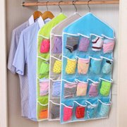 FZFLZDH 3Pcs 16 Pockets Clear Over Door Hanging Bag Shoe Rack Hanger Underwear Socks Bra Closet Storage Tidy Organizer(Pink+Blue+Green)