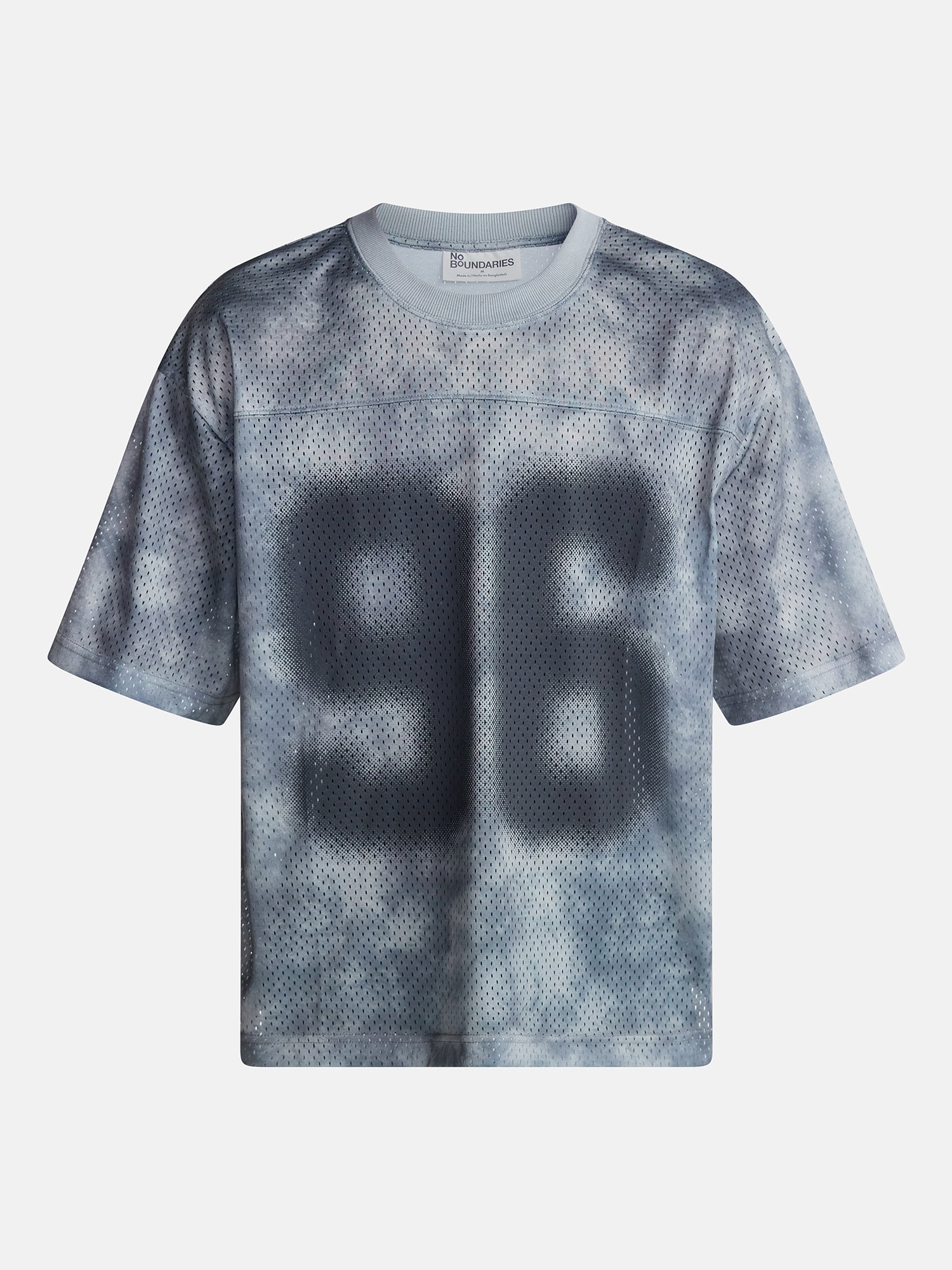 No Boundaries Graphic Boxy Fit Mesh Jersey Style Shirt, Men's XS
