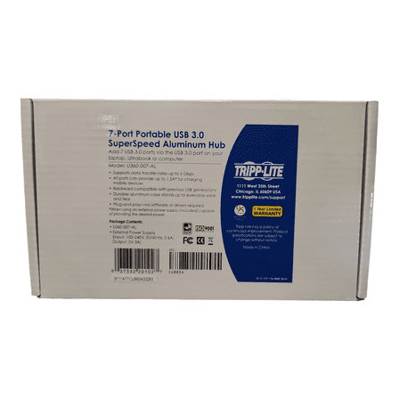 Tripp Lite 7-Port Portable USB 3.0 SuperSpeed Mini Hub, Aluminum
