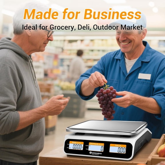 Commercial Food Scale 66lb/30kg High Precision Digital Price Computing Scale with Dual Backlit LCD Display Stainless Steel Platform Rechargeable Battery for Farmers Market Deli Produce Meat